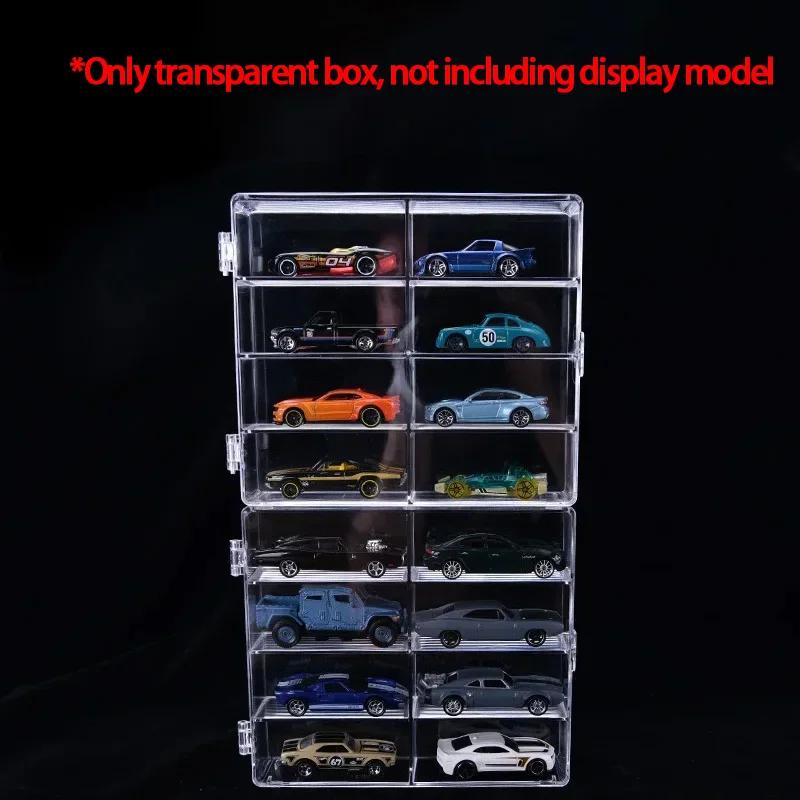 Acrylic Car Display Box 1:64 For Hot Wheels Car Model Toy 8 Grid Cabinet Rack Dustproof Stackable Car Storage Boxes Transparent