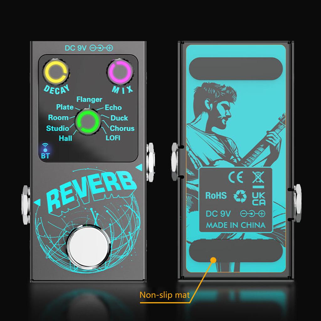 Guitar Reverb Effector Single Block Reverb Effector Digital Reverb Guitar Effect Pedal with 9 Modes Guitar Effect Pedal