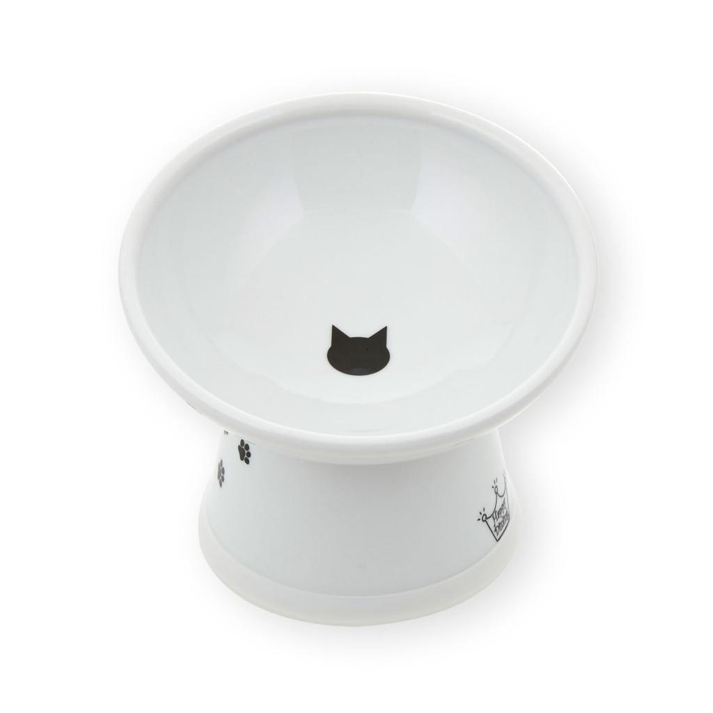Nekoichi Happy Dining Nyanyame Cat Food Bowl with Legs, Regular, Cat Pattern, Reduces Regurgitation, Microwave & Dishwasher Safe, Set of 2