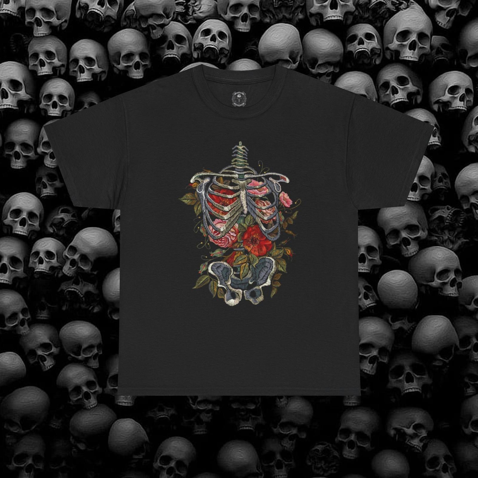 Gothic Flowers Skeleton Goth Unisex Heavy Cotton Tee S разноцветный