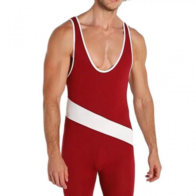 New Style Men's American Wrestling One-piece Suit Sleeveless Weightlifting Clothing Boxing Leather Coat Tights Running Ratio