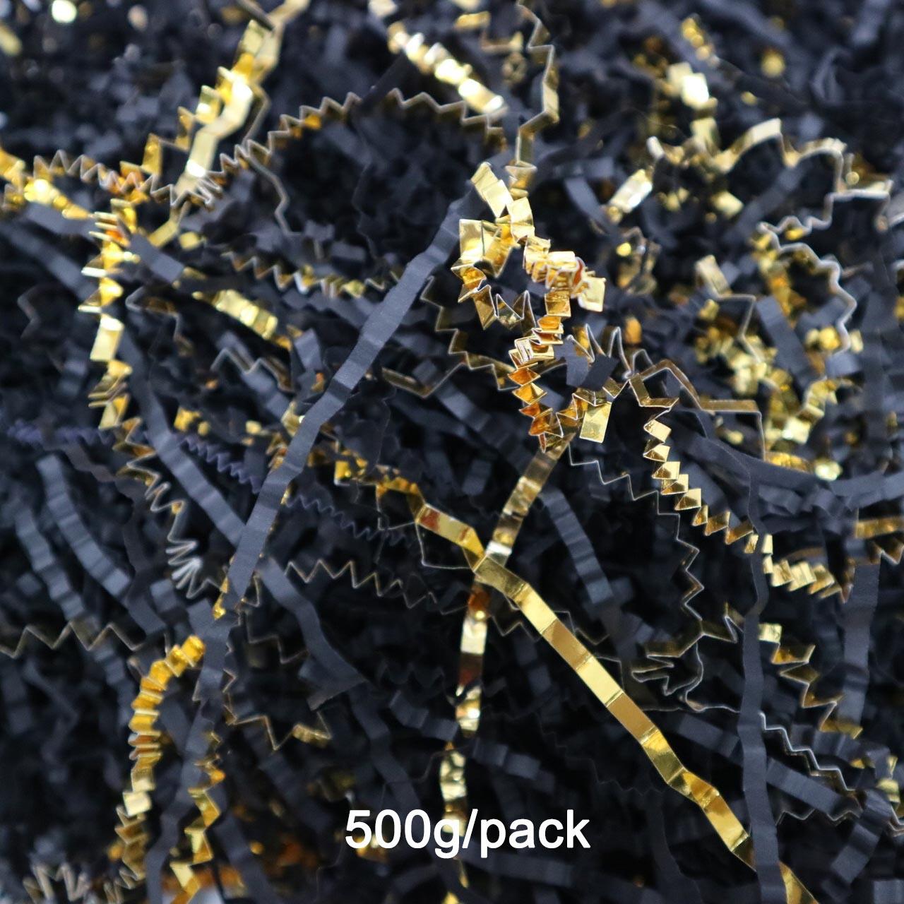 

500 г/упаковка гофрированная бумажный наполнитель измельченная бумага для подарочной коробки гофрированная бумага черная и золотистая металлическая измельченная гофрированная бумага для упаковки 500g/pack