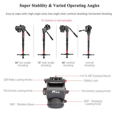 JY0506 Professional Aluminum Alloy Monopod with Fluid Head for ILDC DSLR Camera Camcorder DV Pocket