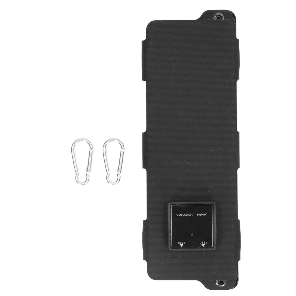 14W 5V ETFE Solar Panel Foldable Outdoor Charging Panel Dual USB Output IPX6 Black