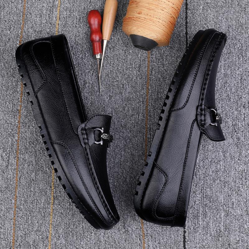 Fashion Handmade Leather Men Casual Shoes Fashion Man Slip On Flats Classic Leisure Walk Loafers Moccasins New Design Male Driving Shoes