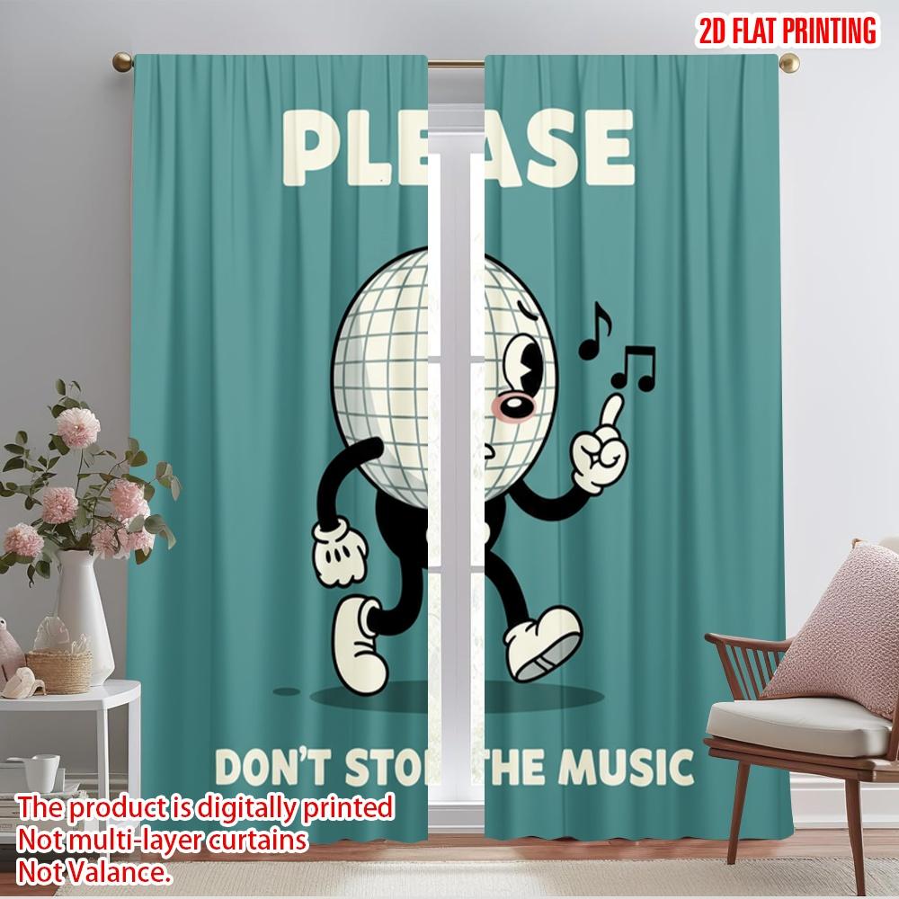 

2pcs 2D flat printing Curtain Disco Ball Music Party Polyester Without Electricity Holiday Decorations Perfect for Outdoor and 52.50×116.00 CM 2pcs