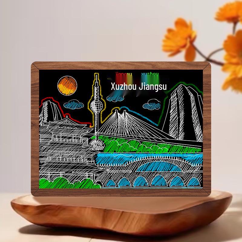 Nanjing and Suzhou Wooden Magnet: Cultural Travel Souvenir Decorative Sticker