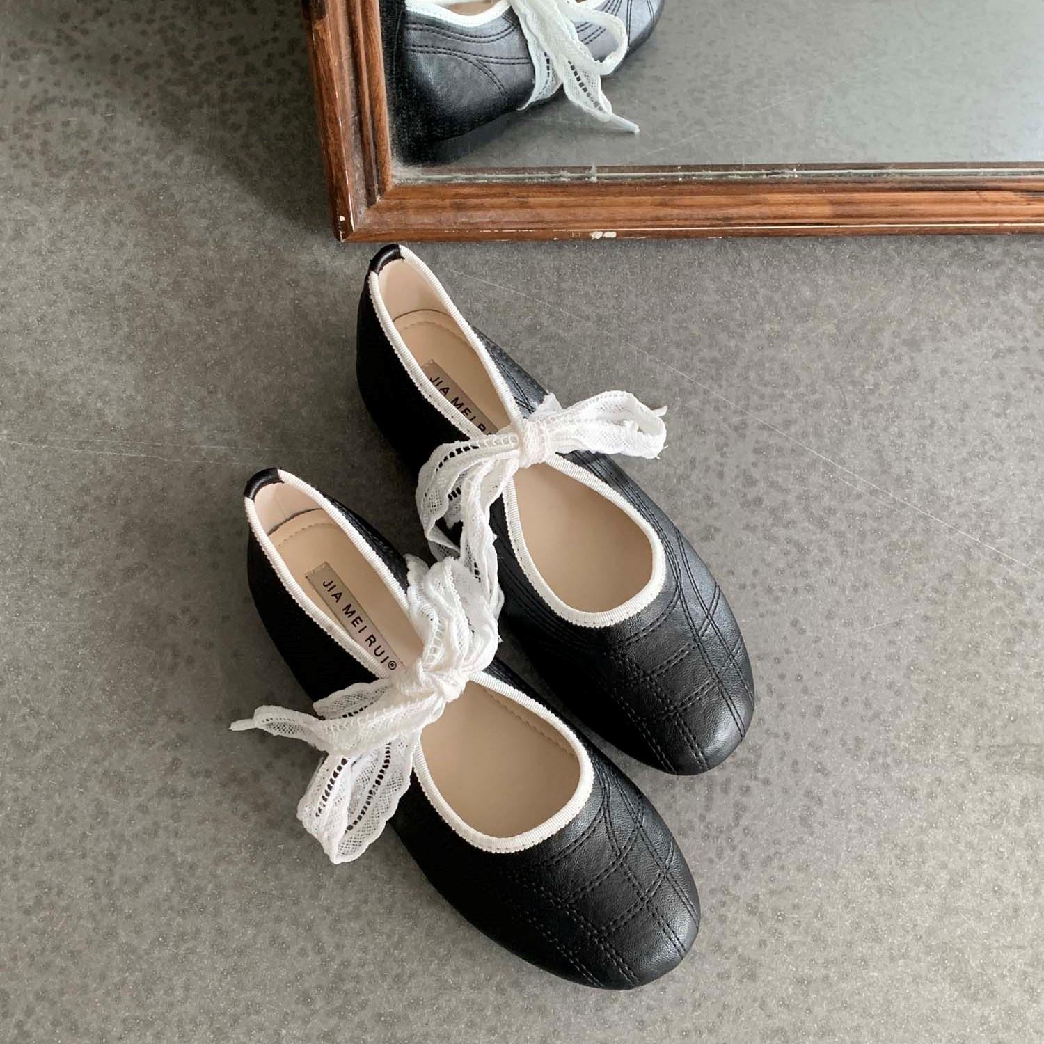 

Fashion IPPEUM Women Ballet Flats Round Toe 2025 New Fashion PU Leather Mary Janes Ballerina Flat Shoes 225