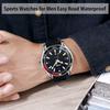 SKMEI Men's Sports Watch, Black, Leather Strap, Waterproof, Large, Casual, Business, Big Face, Analog, Fluorescent, Luxury, Gift, Black/Blue