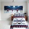 2/3Pcs Ice Hockey Player Comforter Set Hockey Pucks Field Quilted Bedding With Pillowcases Twin Full Queen Size For Christmas
