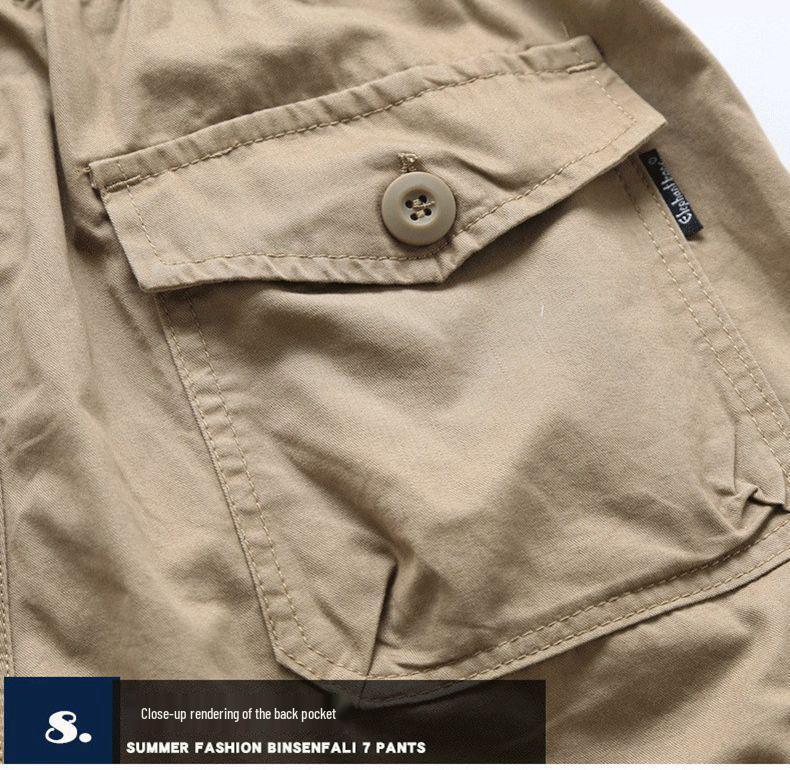 Men's Multi-Pocket Loose Fit Cropped Overalls - Mid-Length Lightweight Outdoor Casual Shorts