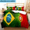 3PCS Flags Of Portugal And Brazil Bedding Set For Bedroom, Dormitory,Including 1pc Duvet Cover And 2pcs Pillowcases Large size Fan gift