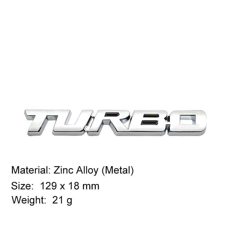 3D TURBO Metal Sticker Car Body Emblem Decal Electroplating Zinc Alloy Car Tailgate Badge Decoration Auto Accessories