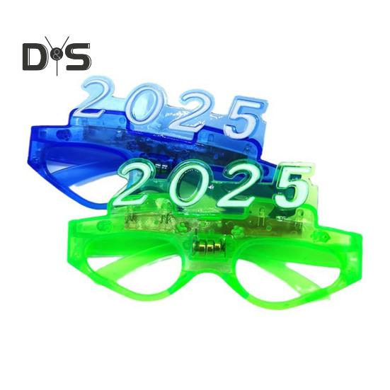 2025 Christmas Glasses Sequin 3 Flashing Modes LED Light Up 2025 New Year Photo Prop Anti-slip Unisex Holiday Themed Party Atmosphere Activator