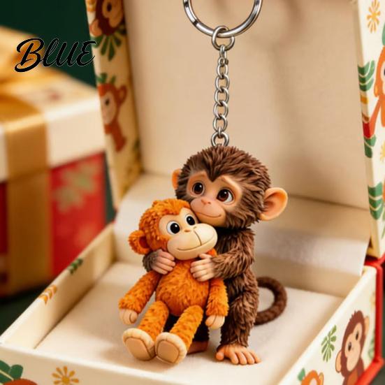 Durable Keychain for Backpack Baby Monkey Hugging Plush Toy Cute Animal Bag Fun Key Holder Charm Keys Bags Backpacks Accessory Gifts Friends Hanging