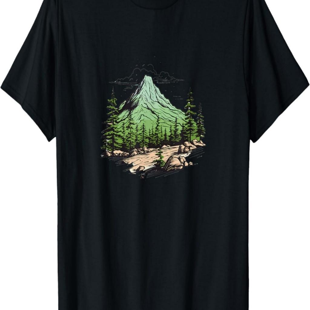 Mountain with Forest T-Shirt Wanderlust Hoodie Mount Everest Hiking T-Shirt