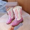 Botas para Niña Botas de Nieve para Niños Pequeños Caña Media Brillo Botas Vaqueras Estilo Western Otoño Niños Mayores Niñas para Montar Botas Talla 27-36 Zapatos para Niños