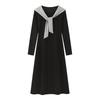 Autumn clothing with high-end black waist and thin dress, children's autumn and winter new small medium and long dress
