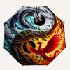 Yin Yang Dragon Phoenix Circular Art PrintUmbrella, Portable 3-Fold Compact Umbrella for Men & Women Gift