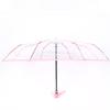Automatic Folding Umbrella - Compact 3-Fold Clear PVC Canopy with Colorful Handle