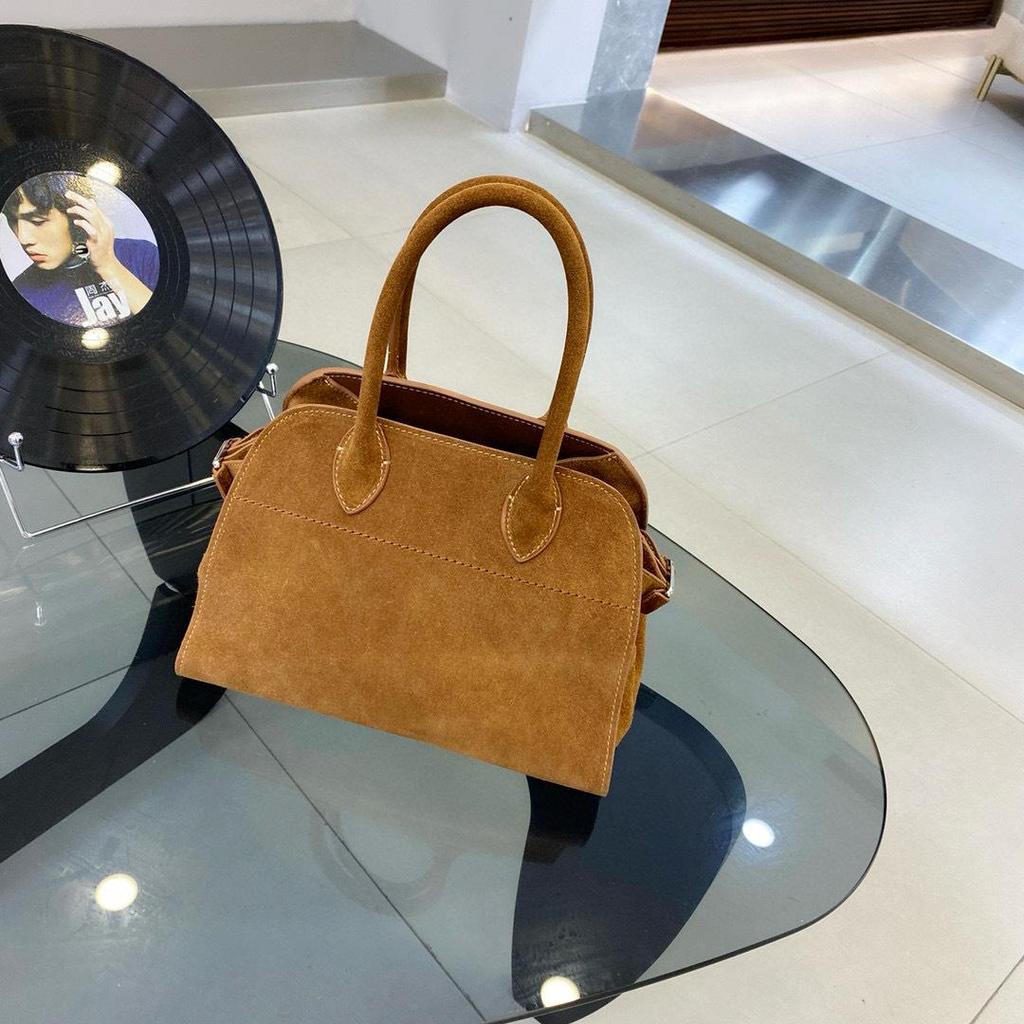 Women's Genuine Leather Retro Handbag - Large Capacity, Frosted Cowhide, Autumn/Winter Trendy Commuter Bag