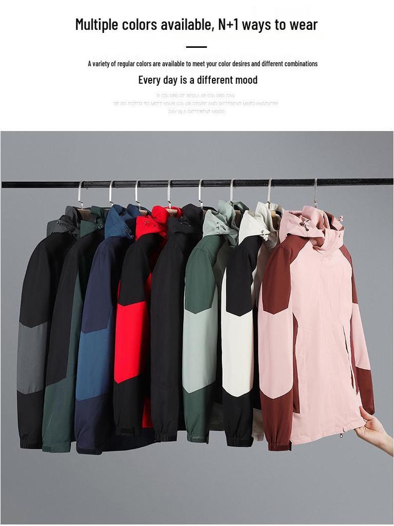 Women's Mink Fleece-Lined Three-in-One Detachable Waterproof Windproof Mountaineering Suit