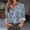 Autumn Women's Shirt Long Sleeved Lapel Tops Flower Pattern Casual Oversized Button Clothing Women Elegant and Fashionable Shirt