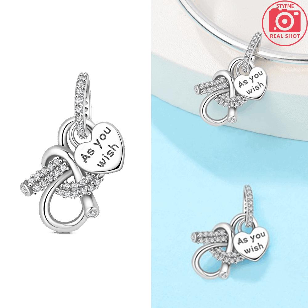 Original Copper Love Heart Hollow Bead Heart Knot Charm Infinite Good Luck Pendant Bead Fit Bracelet Diy Jewelry Gift Making