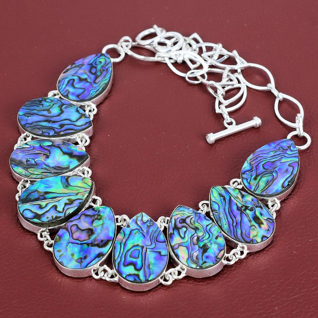 Abalone shell necklace 925 sterling silver necklace handmade jewelry adjustable chain necklace abalone shell gemstone jewelry gifts for mom