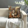 Vikama Squirrel-Patterned Embroidery-Style Cushion Cover Vintage Country Zipper Cushion Cover Sofa Living Room Home Decor