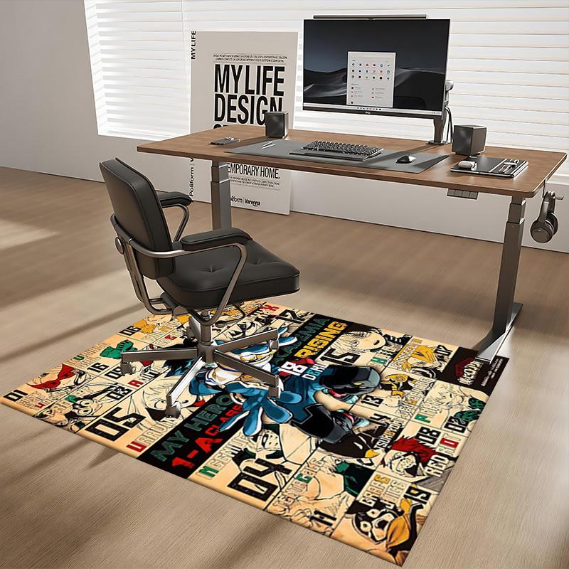 1pc My Hero Academia Chair Mat - Anime Cartoon Design, Office Desk Pad, Non-Slip Carpet for Home Decor, Gaming Room, Seasonal Gift.T036