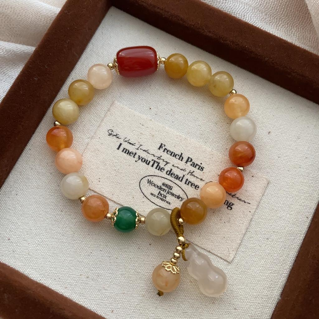 Bracelet Agate Rouge Nanhong, Bracelet Design de Niche, Style National Métaphysique, Fermoir de Sécurité Gourde, Tempérament Élégant, Bracelet, Femmes