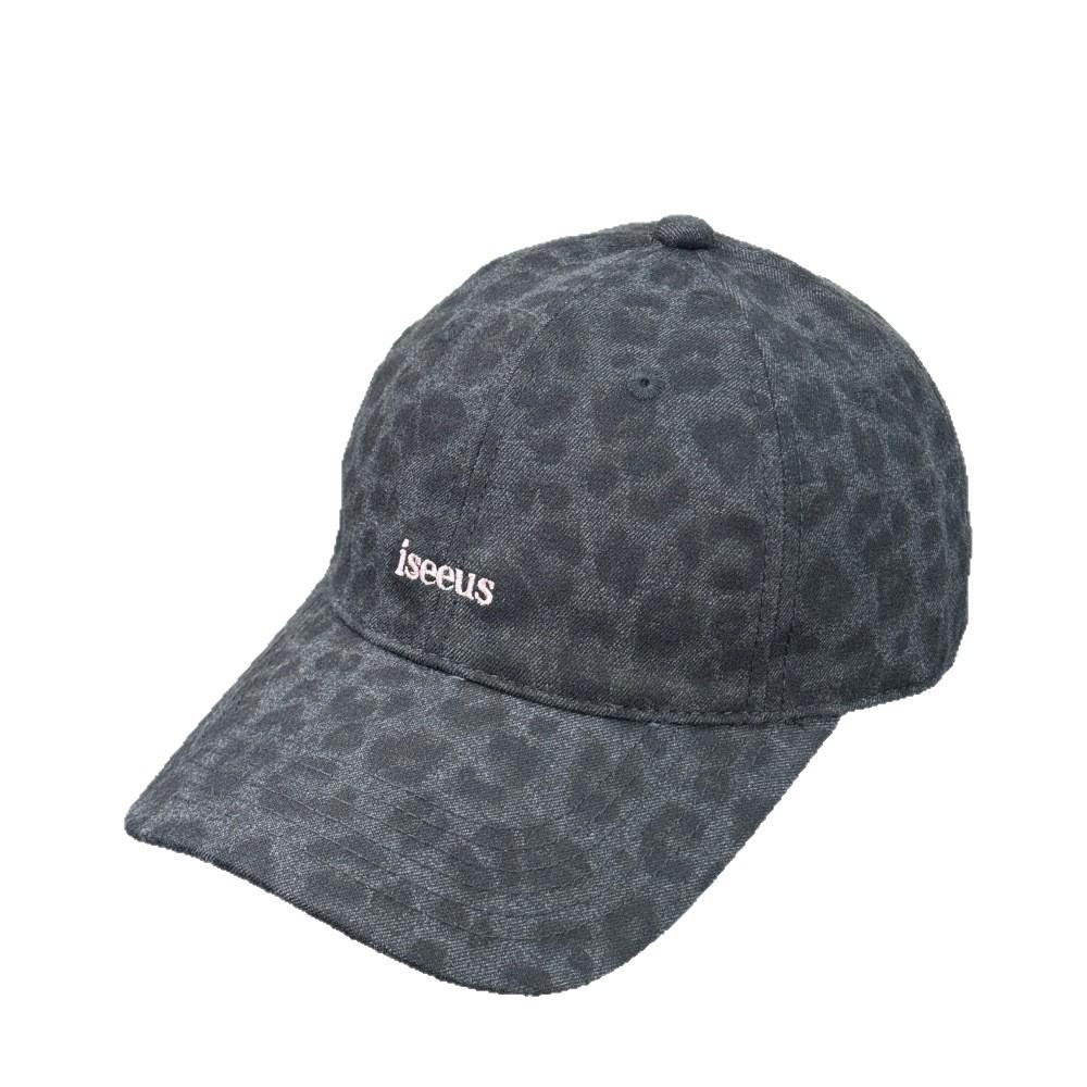 Fashion Hat Korean version wide brim showing face leopard print letter iseeus letter embroidered baseball cap women soft top big head circumference