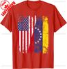 Venezuelan Roots Half American Flag Cotton TShirt Summer Casual Patriotic Gift Lightweight Breathable Trendy for Unisex WOMEN