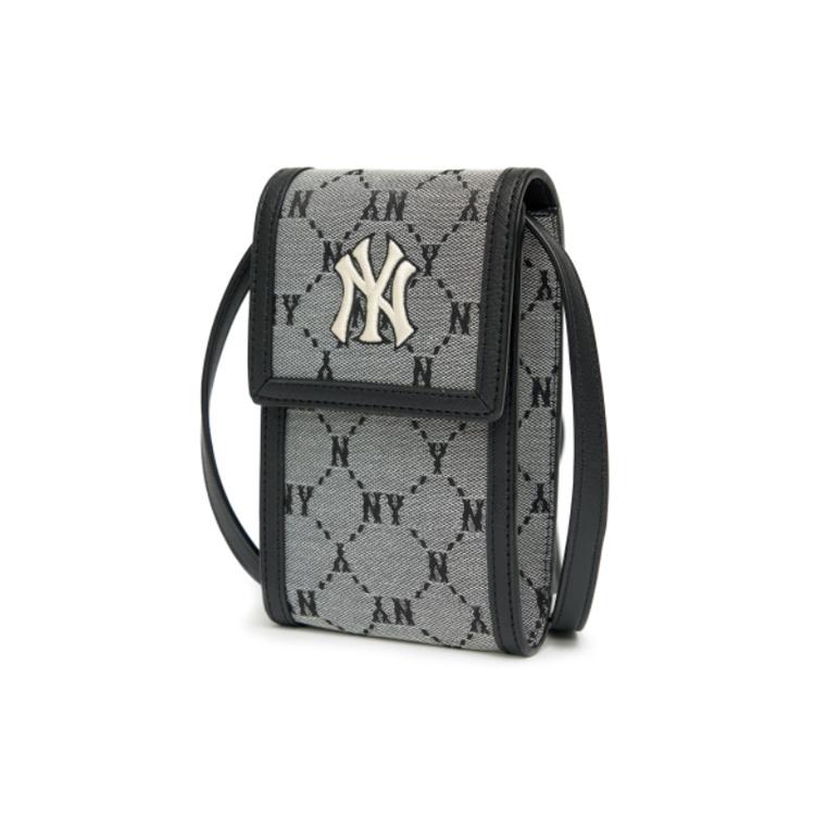 New MLB Monogram Collection Polyester Cell Phone Pouch, Shoulder Bag, Crossbody Bag Regular Unisex Gray 3ACRH011N-50GRS