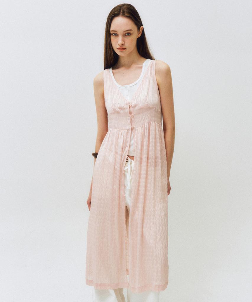 CITTA Sheer Button Layered Dress_Ctop709(Pink)
