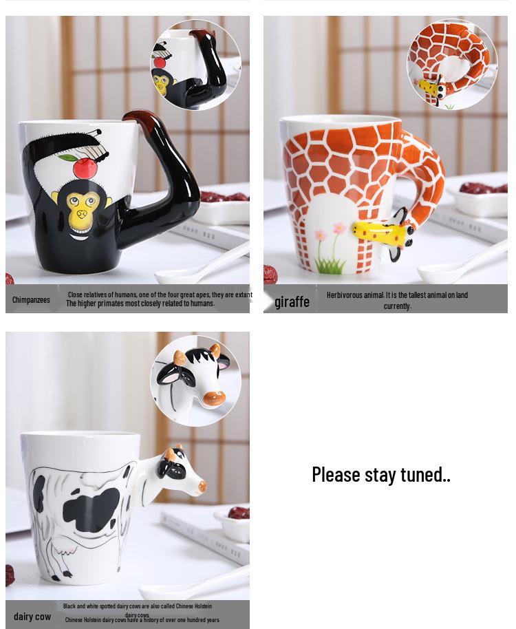 3D Zebra Handle Ceramic Coffee Cup - Unique Animal Gift Cup
