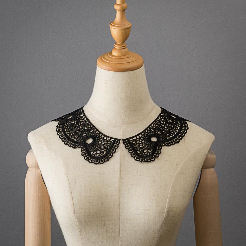 1 Pair Black White Lace Accessories Handmade DIY Fake Collar Water soluble Lace Decorative Patch Clothing Collar Patch