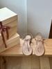 Hyoave Rib Ribbon Sandals - Tan