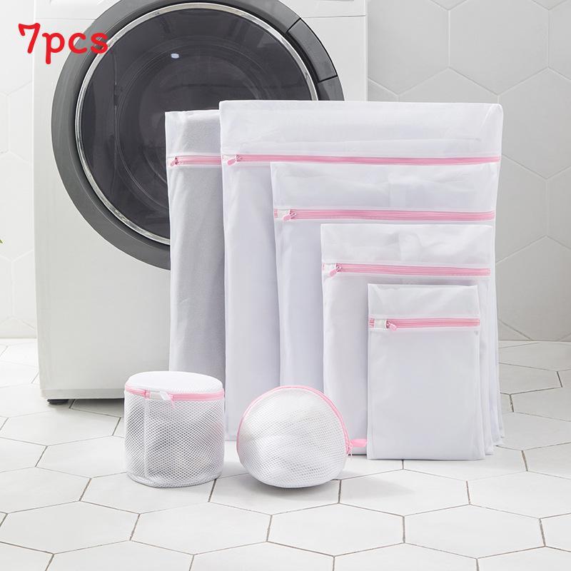 Modern Minimalist Polyester Laundry Bag Set With Colorful Zippers For Home Use