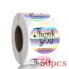 50-500Pcs Rainbow Laser Thank You Stickers 1 Inch White Thank You Small Business Sticker For Crafts Gift Packaging