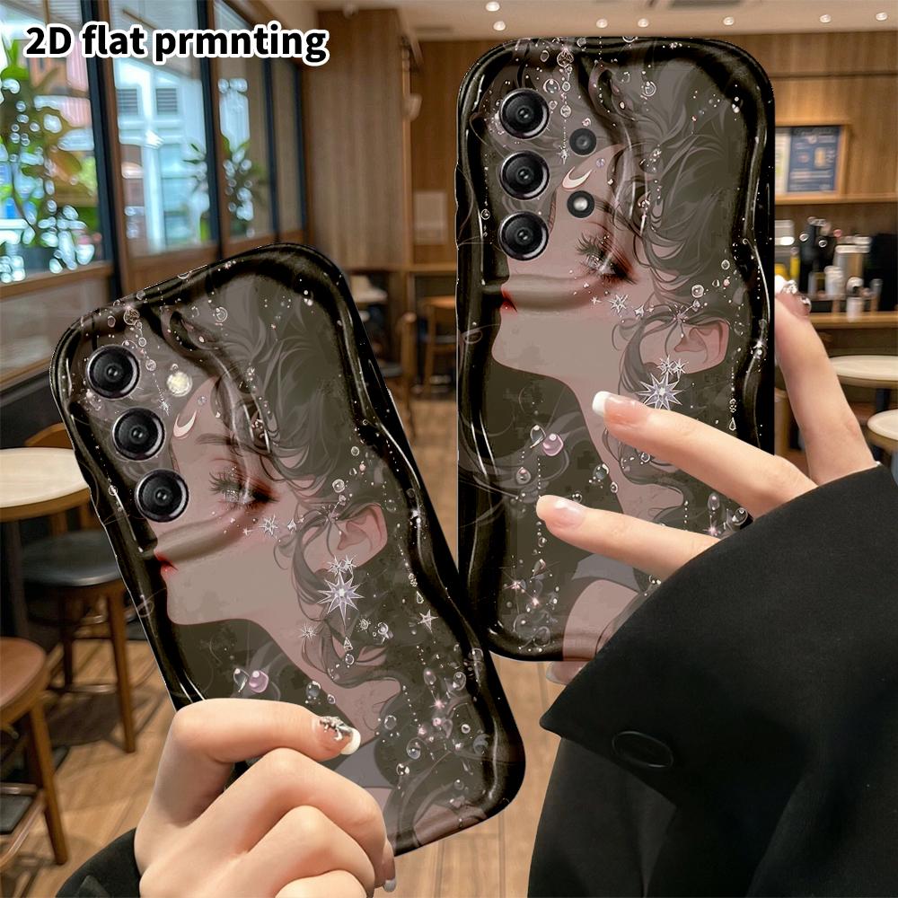 Phone Case: 2D Flat Samsung Galaxy A34 A35 M05 M06 S20 S22 S21 FE Plus 5G Protective Case, Curly Long Hair, Perfect Christmas and Halloween Holiday Gi