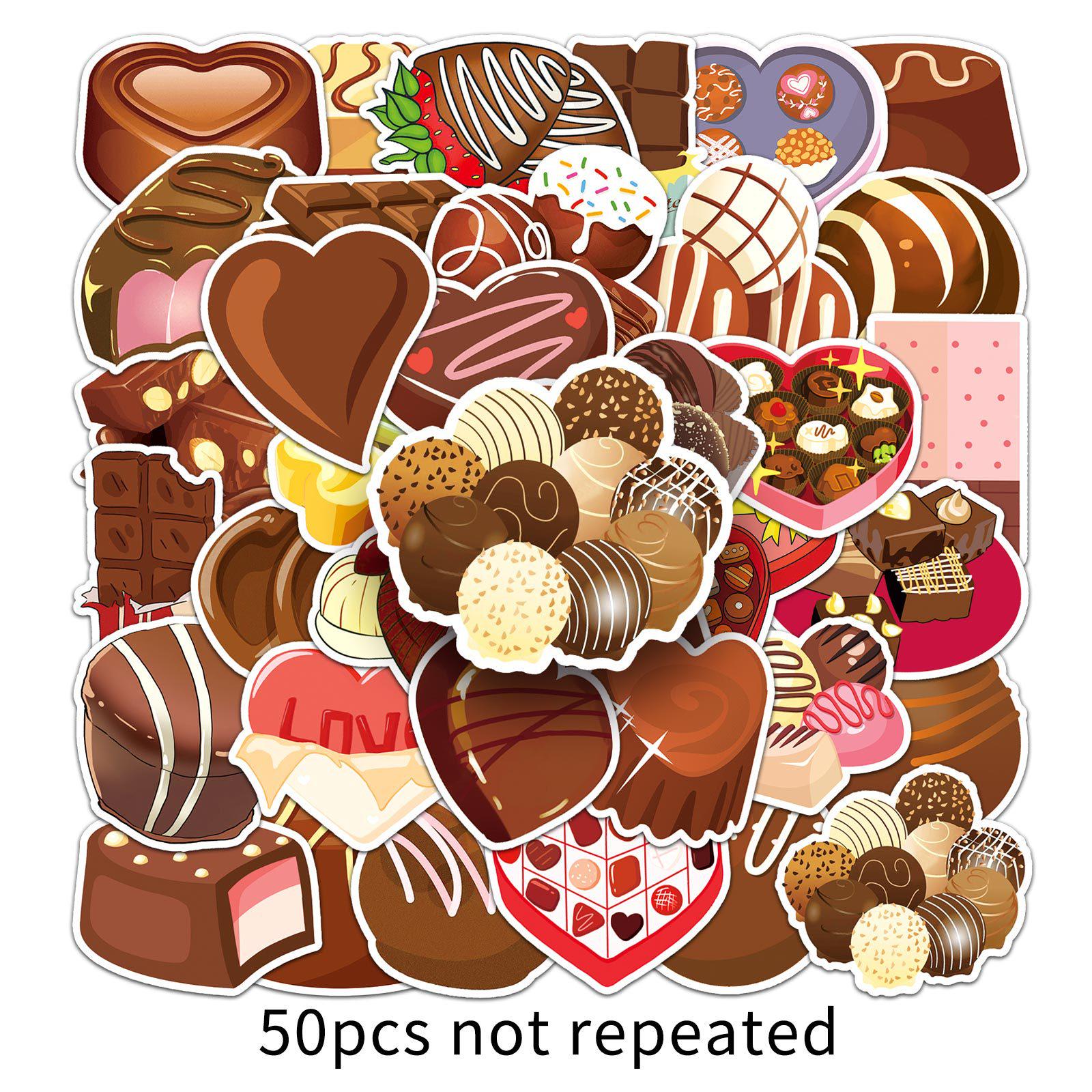 50pcs Waterproof Chocolate Graffiti Cartoon Dessert DIY Phone Case & Luggage Stickers