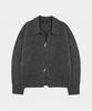 LETTERCOMO Yoke Collar Crop Wool Knit Jacket Charcoal