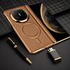 Luxury Skin Feel Textured Leather Case For Huawei Mate X6 X5 X3 Strong Magsafe Hinge Protection Straight-edged Arc Leather Cover