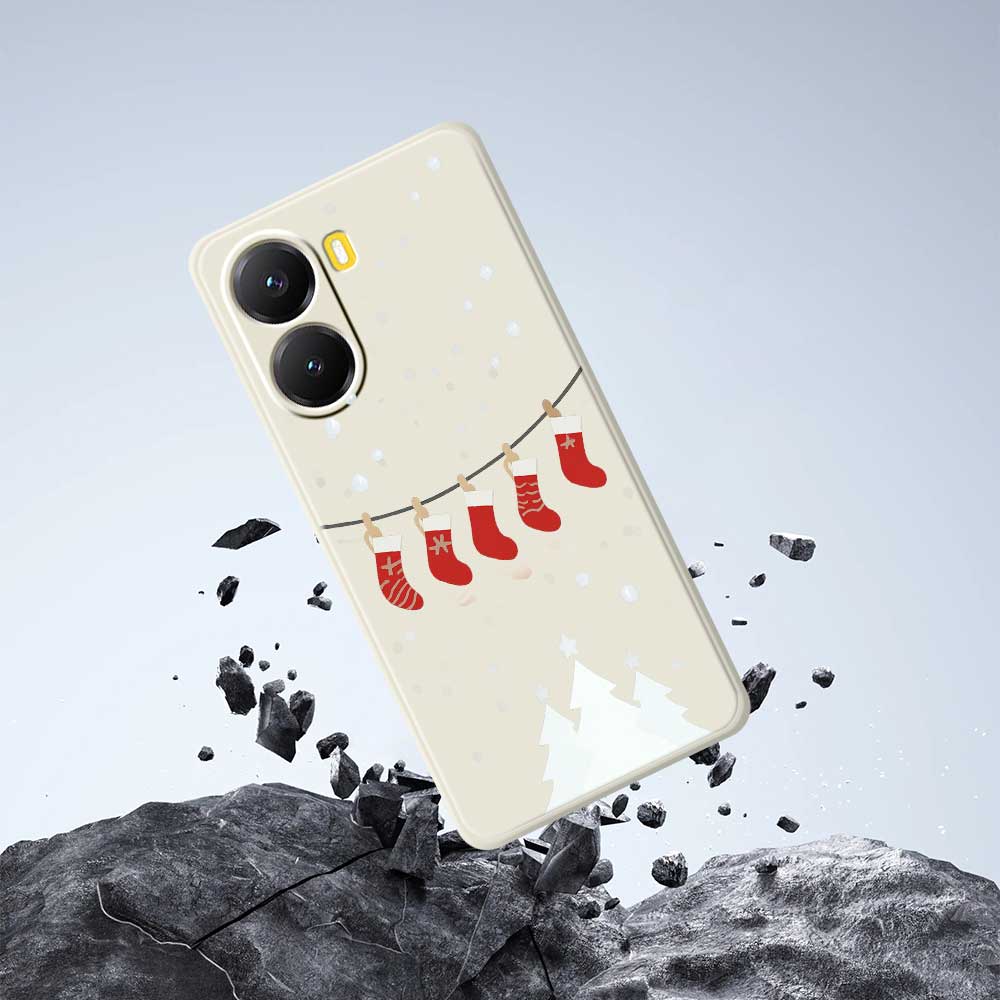 For Xiaomi Redmi Turbo 4 5G/Poco X7 Pro 5G Case Christmas Stockings Pattern Printing Straight Edge TPU Phone Back Cover