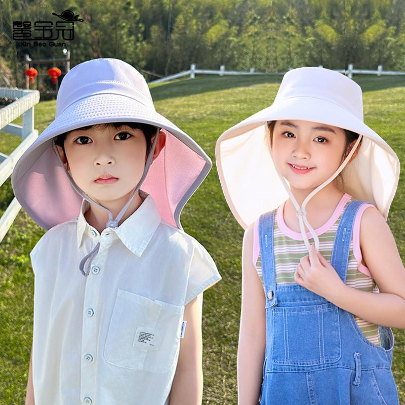 Kinder Sommer Outdoor Sonnenhut mit breiter Krempe und Nackenschutz für Mädchen und Jungen