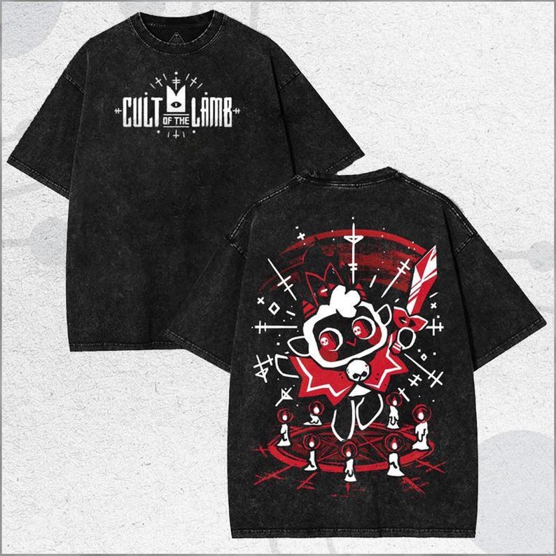 

Cult of the Lamb Washed Tshirt personality Clothes Suitable for all seasons Plus Size Unisex Streetwear high quality hot product S