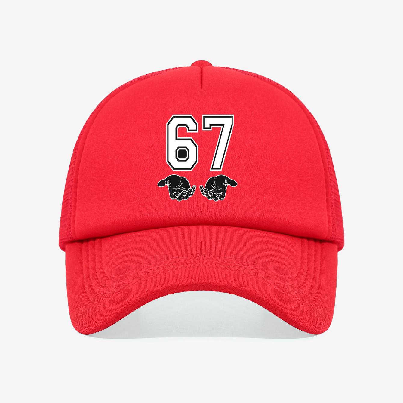 

1PC 67 gesture bomb mesh cap! Breathable and sweat free+adjustable head circumference, fashionable and trendy on the street красный
