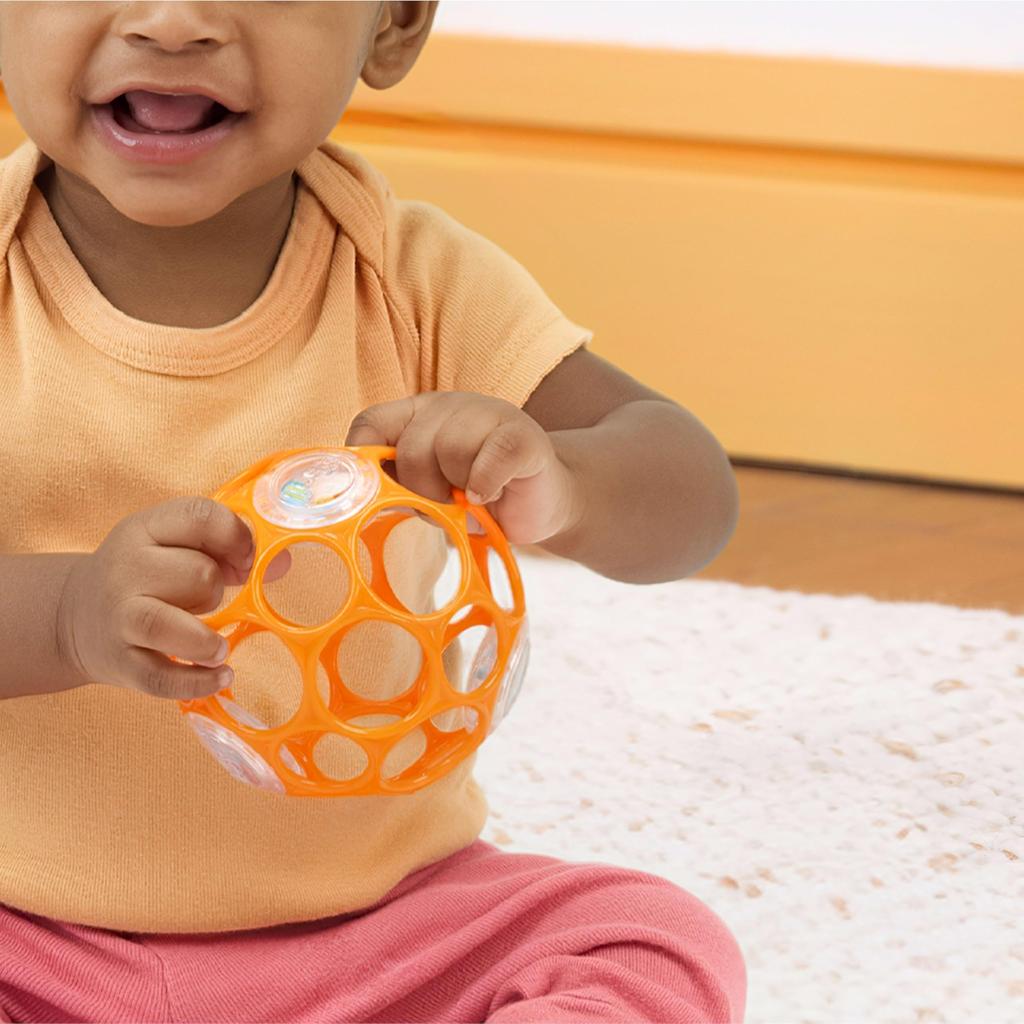 Oball Rattle - Orange - Kids2 Oball Rattle Ball Baby Toy Teether Rattle Easy to Grasp Mesh Ball Baby Toy Educational Toy Long-lasting Play Bath Safe
